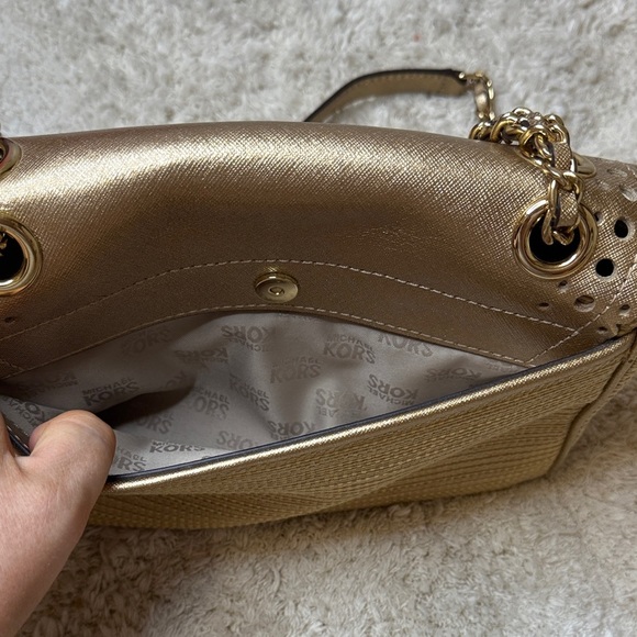 NWOT Michael Kors Gold and Tan Shoulder Bag - Picture 8 of 15